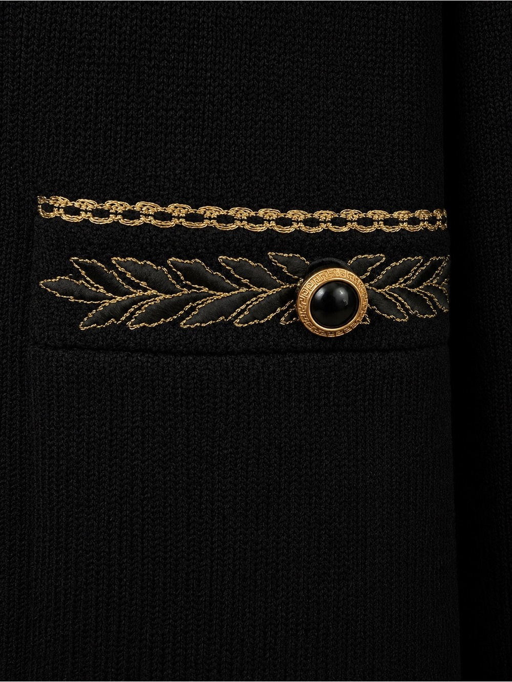 St John Collection Santana Knit Mandarin Collar Embroidered Jacket Gold Trim 4 - Picture 6 of 12